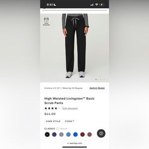 figs Livingston basic scrub pant high waisted black size M
